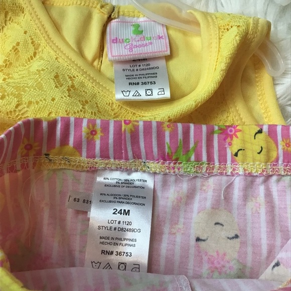 Duck Duck Goose 2Pc Baby Girl Yellow Tunic & Shorts Set Outfit Size 24 Months - Picture 9 of 9